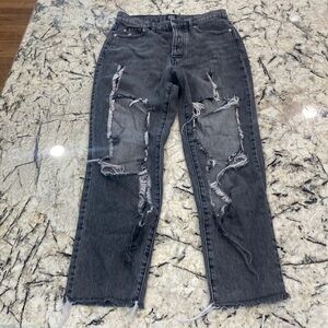 BDG Urban Outfitters Black Distressed Slim Straight Jeans‎ with Holes- Size 27